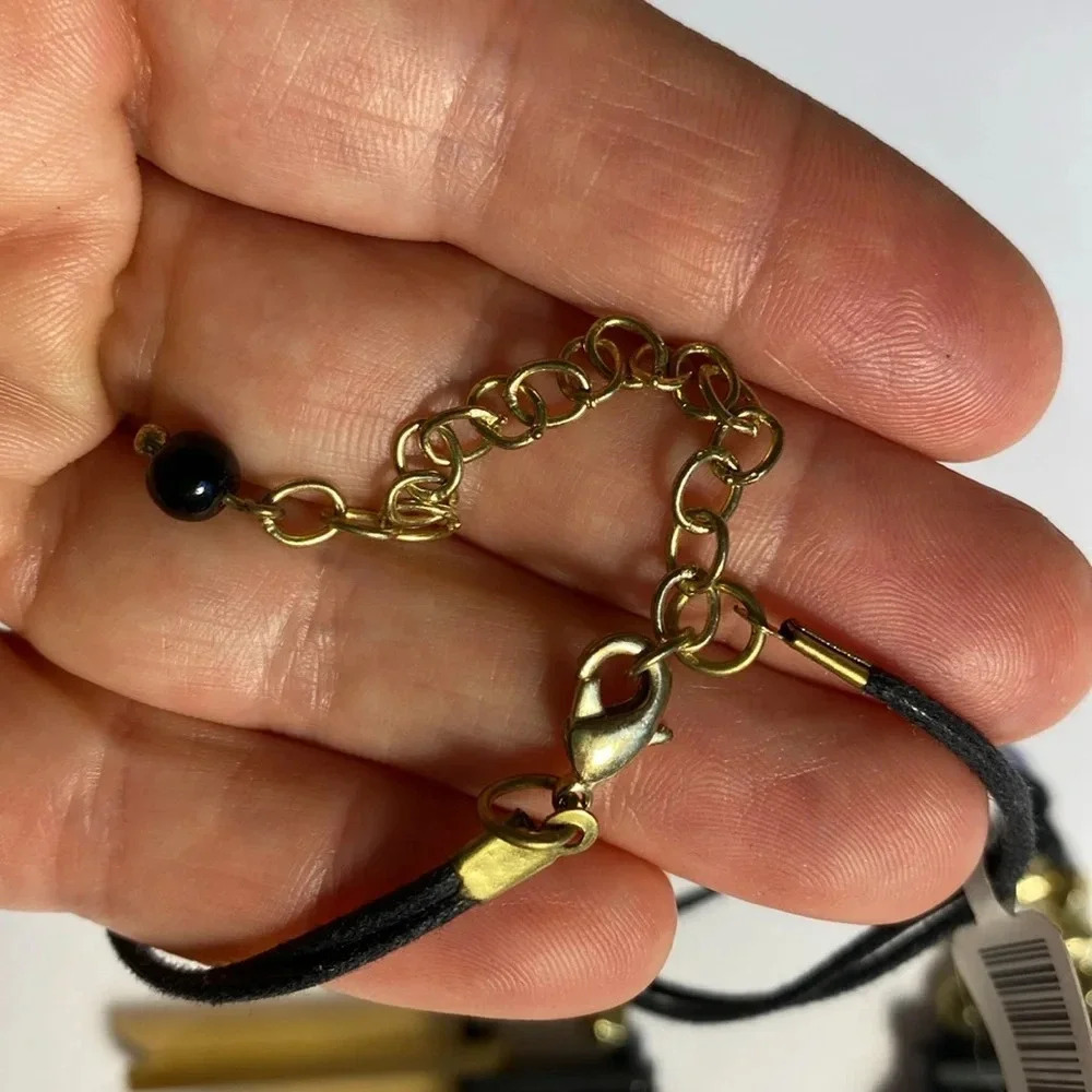 NEW Fair Trade Beaded Fan Statement  Large Necklace Rope Gold Black Turquoise - Picture 6 of 12